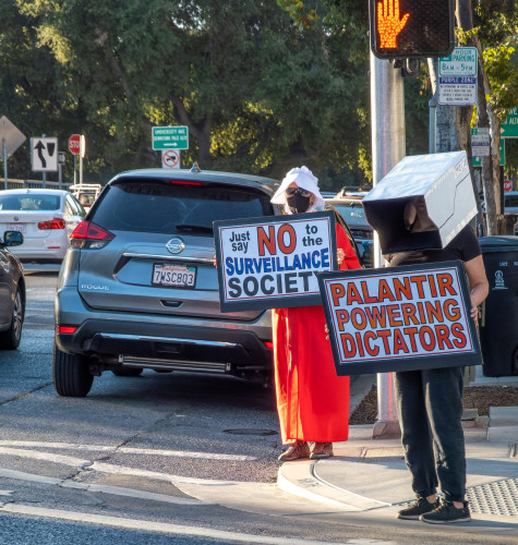 Indybay's tweet photo. People vs Palantir in Palo Alto www.​indybay.​org/newsitems/2026/10/01/18888966.​php https://t.co/CjrTBEhfNr