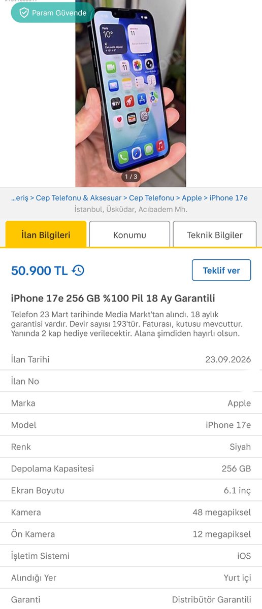 ilanavcisii's tweet photo. Applr iphone 16e vs 17e
Özellikleri neredeyse aynı. Hiçbir fark yok desek yeridir. Ama arada 10 12 bin TL civarı fark var. Siz olsanız hangisini tercih edersiniz? https://t.co/TJNIR6jzCJ