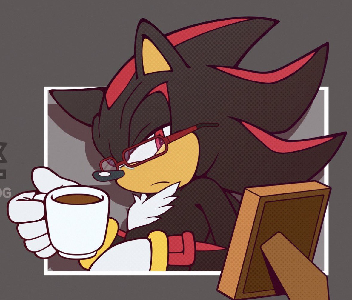hearts2shadow's tweet photo. The picture Shadow is looking at is of team dark?? That’s so cute😭❤️ https://t.co/rL79808jxc