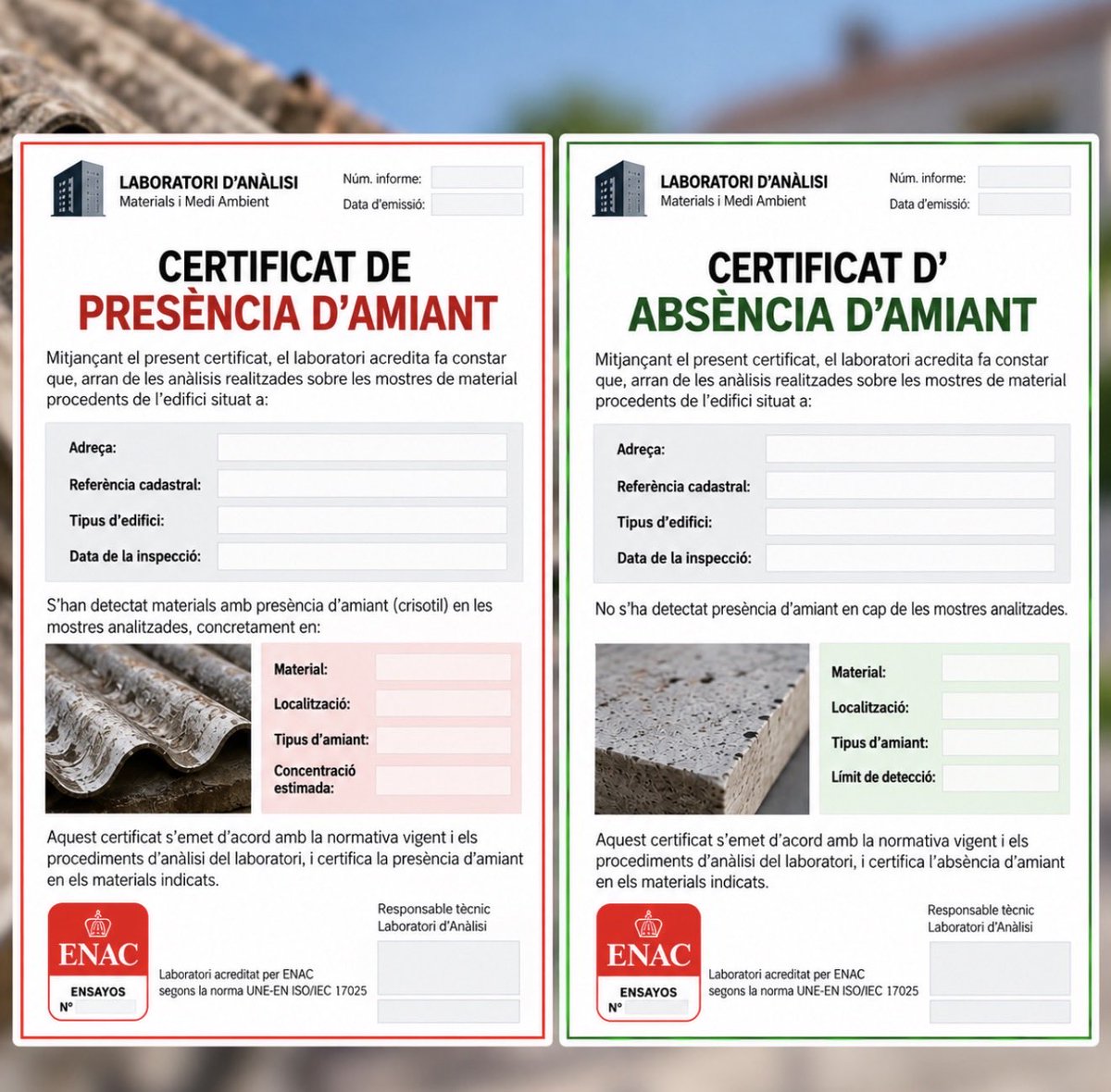 GironaCetig's tweet photo. ⚠️ Nova obligació a Catalunya.

Des del 3 d’octubre de 2026, en vendre o llogar un immoble anterior al 2002 s’haurà de lliurar el certificat de presència o absència d’amiant.

🔎 Amiant visible
🏗️ Estat de conservació
⚠️ Risc per a les persones

#Amiant #Llei82026 #enginyersgi #enginyeria