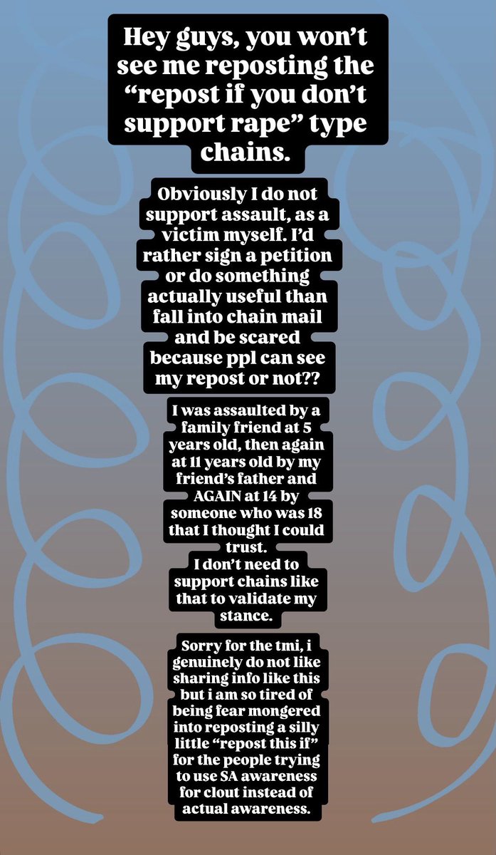 bucket0boltz's tweet photo. Here’s my stance on all the reposts and “add yours” to the new wave of S.A. awareness on media. #metoo #saawareness #janedoe https://t.co/zi1JqYl6O3