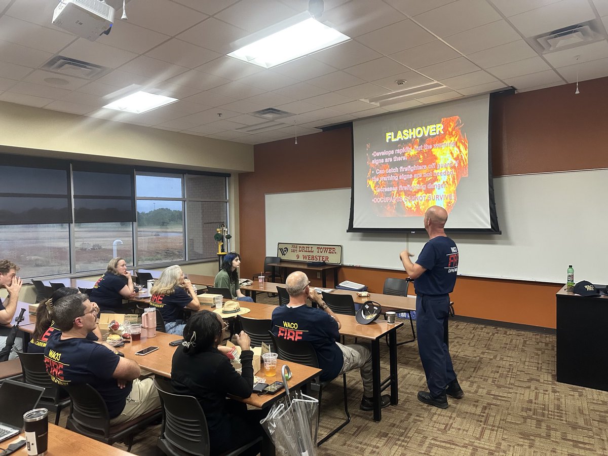 WacoTXFire's tweet photo. Another great finish to our 6th Citizen’s Fire Academy last night with the fire behavior lab/flashover container.  The @WacoTXFire Fire Chief even got to go through it with his daughter.   #WacoFire #ForWacoans https://t.co/NkfrofYF6L