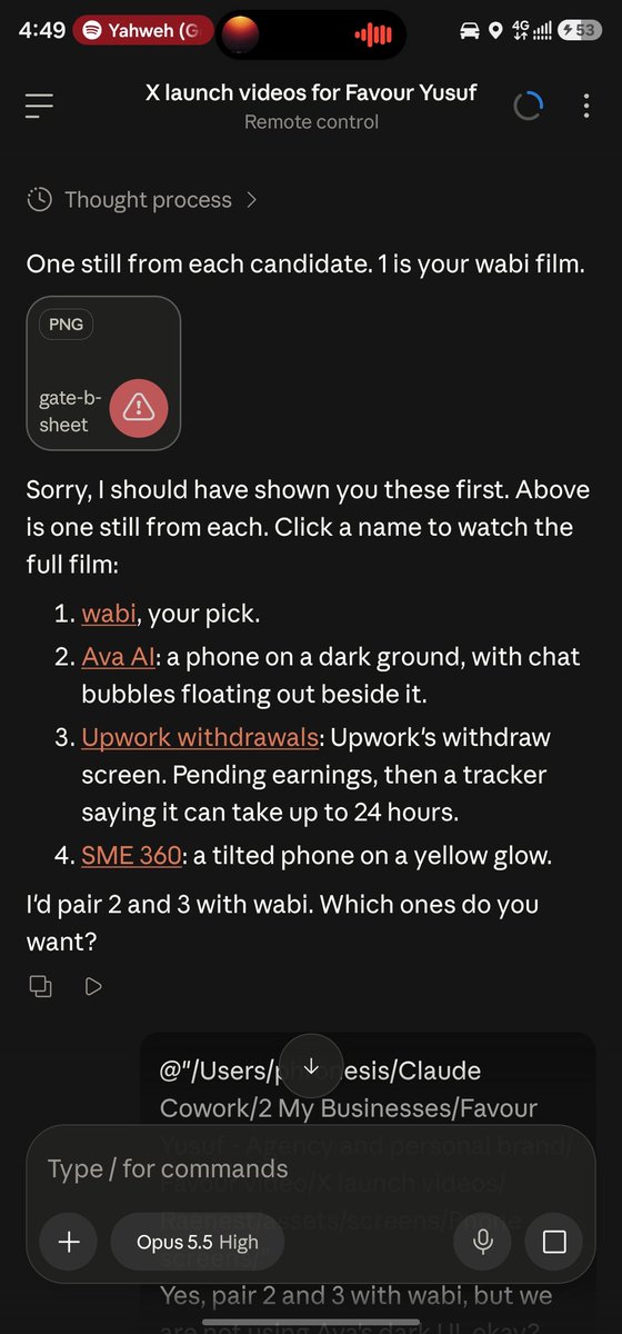FavourYusuf1's tweet photo. My claude code limits just reset so I'm supposed to be building my Day 3 video.

But I also need to go and hug the birthday girl @ronn_aa 

So guess what?

I'm controlling Claude Code from my phone.

Now, I don't need to be stuck to my desk https://t.co/Ka0K0xsWDU