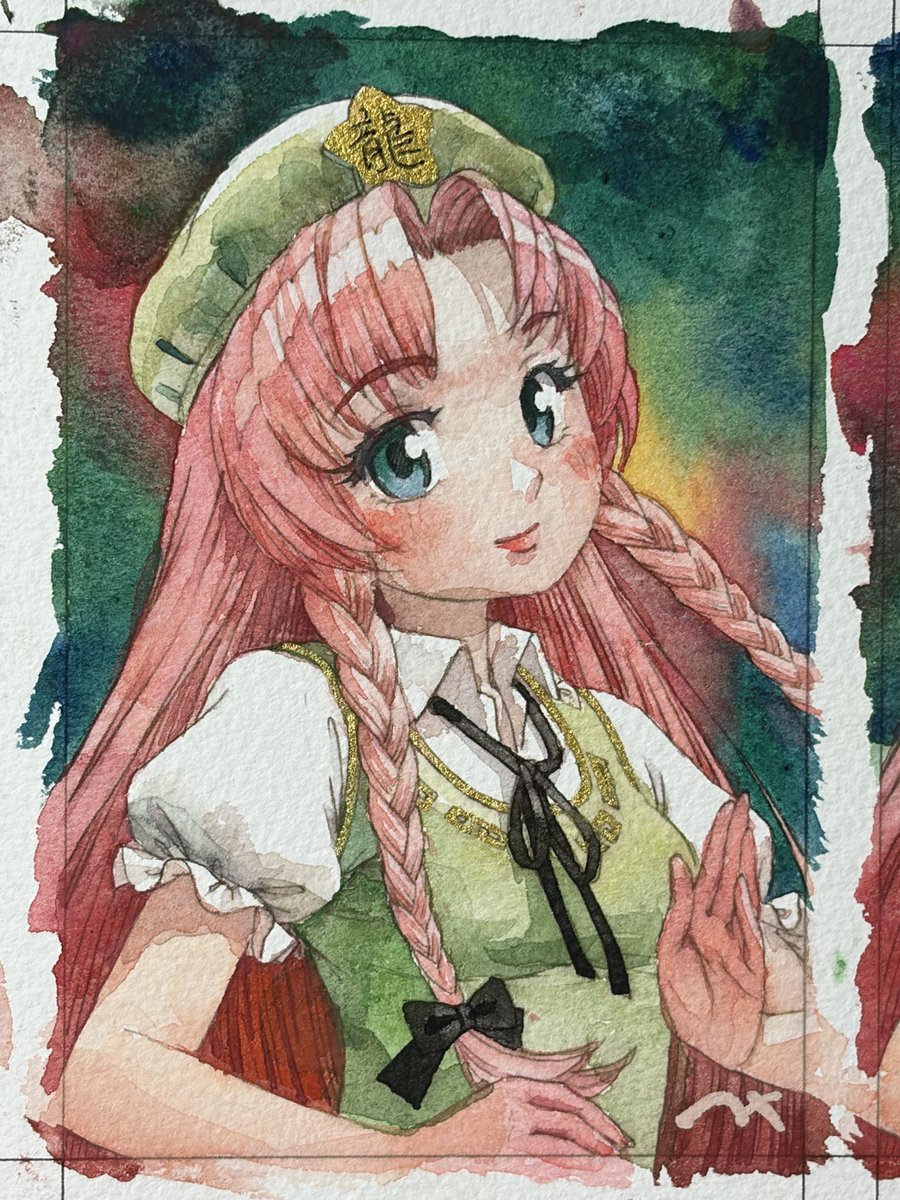 【東方】油絵 チルノ&紅美鈴【油絵】 紅美鈴 「半生原画の美鈴描いたよ! 明日の例大祭に持って行け