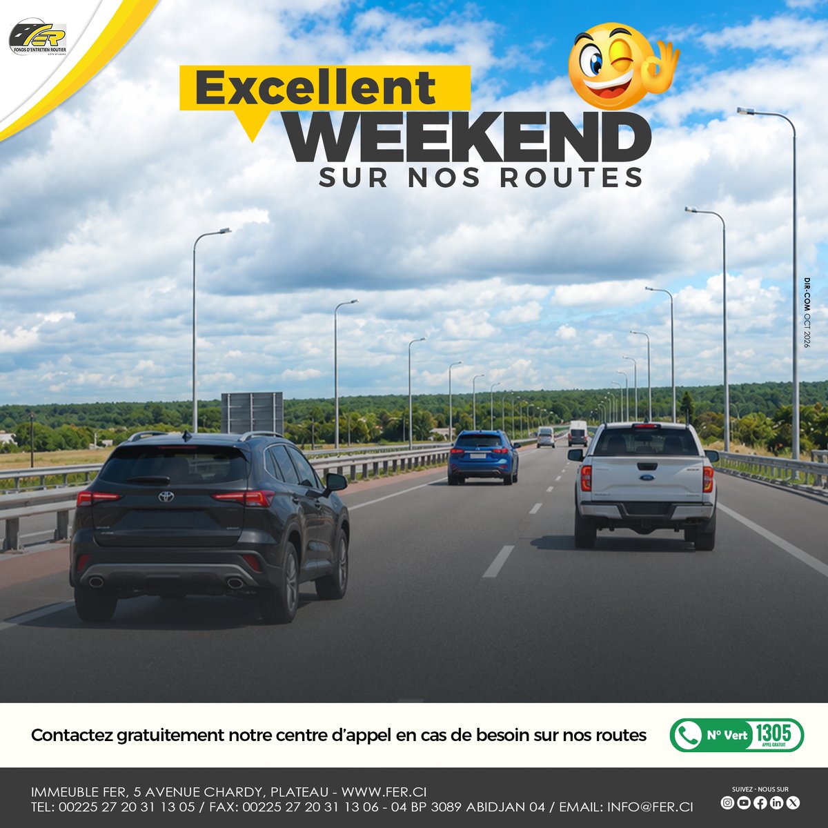 Fer_ci_officiel's tweet photo. EXCELLENT WEEK-END À TOUTES ET À TOUS !
Un plaisir de rouler sur nos routes et autoroutes.

#FERCI #Developpement #RoutesEtAutoroutes #BonWeekEnd https://t.co/IFyuRGCzhm