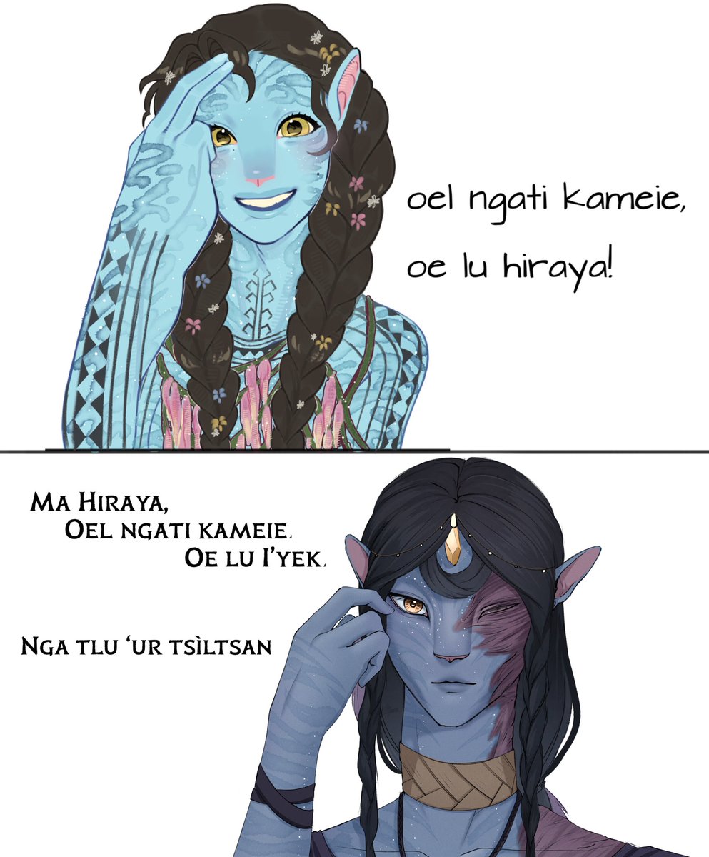 Ate_Iyame's tweet photo. First time showing my Avatar oc on here 😛 say hello to my child.

#Avatar #Avataroc #Atwow #fakecollab

Translation:
Hiraya, I see you.
I am I’yek.
Your tattoos look good. https://t.co/2X6QgzZpbD