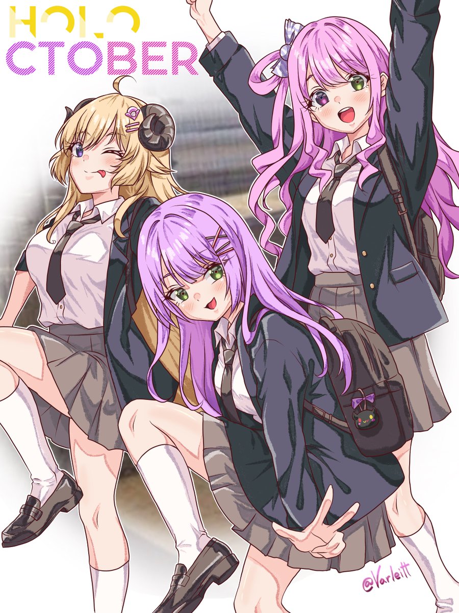 Varleitt's tweet photo. Holoctober day 2 - School uniform
#ルーナート #つのまきあーと #TOWART https://t.co/kEvtSAu2Zb