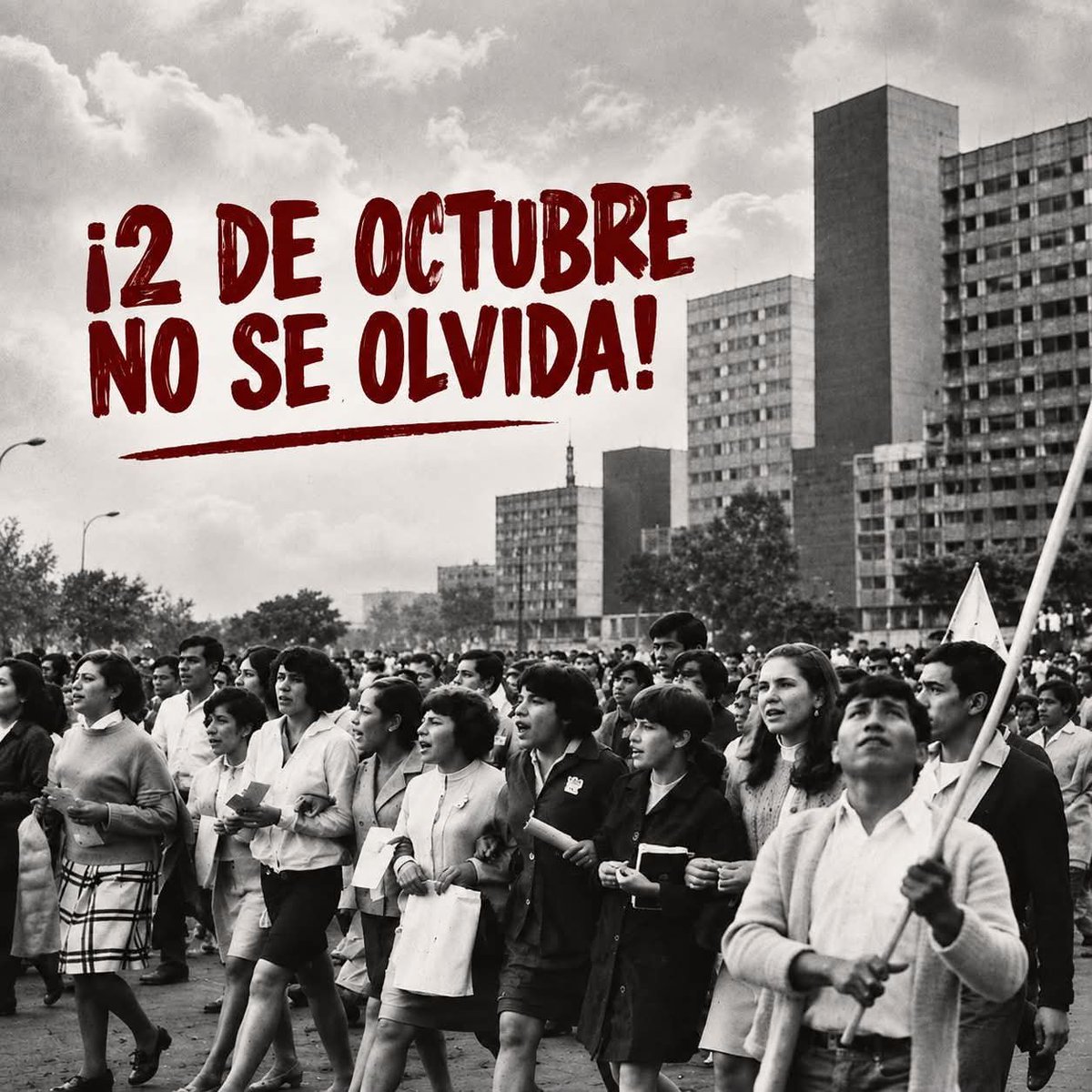 EnsastigaErasto's tweet photo. ¡2 DE OCTUBRE NO SE OLVIDA!

1968  fue un año convulso en todo el mundo con protestas estudiantiles en Francia y Estados Unidos, a las que los jóvenes de México se sumaron por motivos propios de la situación social del país.

En México, el autoritarismo y represión ejercidos por el gobierno priista del entonces presidente Díaz Ordaz, desencadenaron una serie de marchas organizadas por estudiantes de universidades como la UNAM y el Politécnico, en las que se exigía, entre otras cosas, el respeto al reclamo y movilización social, la disolución del cuerpo de granaderos y el respeto a los derechos. 

Aquel 2 de octubre, se congregaron en la Plaza de las Tres Culturas de Tlatelolco, en la Ciudad de México, miles de jóvenes y ciudadanía que simpatizaba con el movimiento estudiantil. Por la tarde de ese día comenzó la violenta represión por parte del Estado, la cual continuó durante la noche y terminó con la vida de muchas de las personas que se encontraban en el mitin.  

A lo largo de las décadas, se han realizado esfuerzos por esclarecer lo sucedido aquel día.  memoria de la Masacre de Tlatelolco. 

El 2 de octubre de 1968 fue un suceso que marcó la vida política y social de nuestro país. Sento las bases para una nueva transformación de la vida política de México.