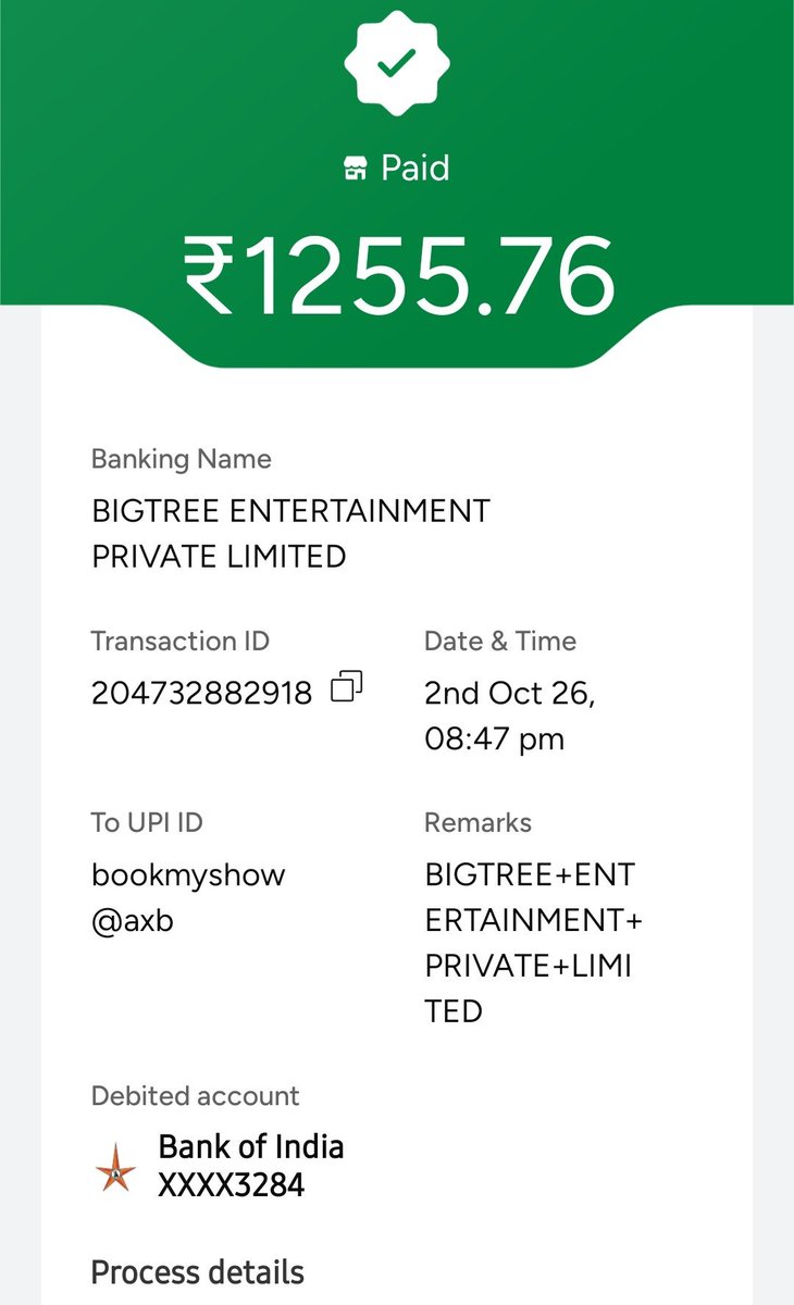 Rb1788's tweet photo. @bookmyshow 

I booked two tickets online through your website, and the payment has already debited from my account. However, I have not received any confirmation or ticket details. Please clarify whether my booking was successful and where my payment has gone. Kindly check https://t.co/4mkiB7IY6x