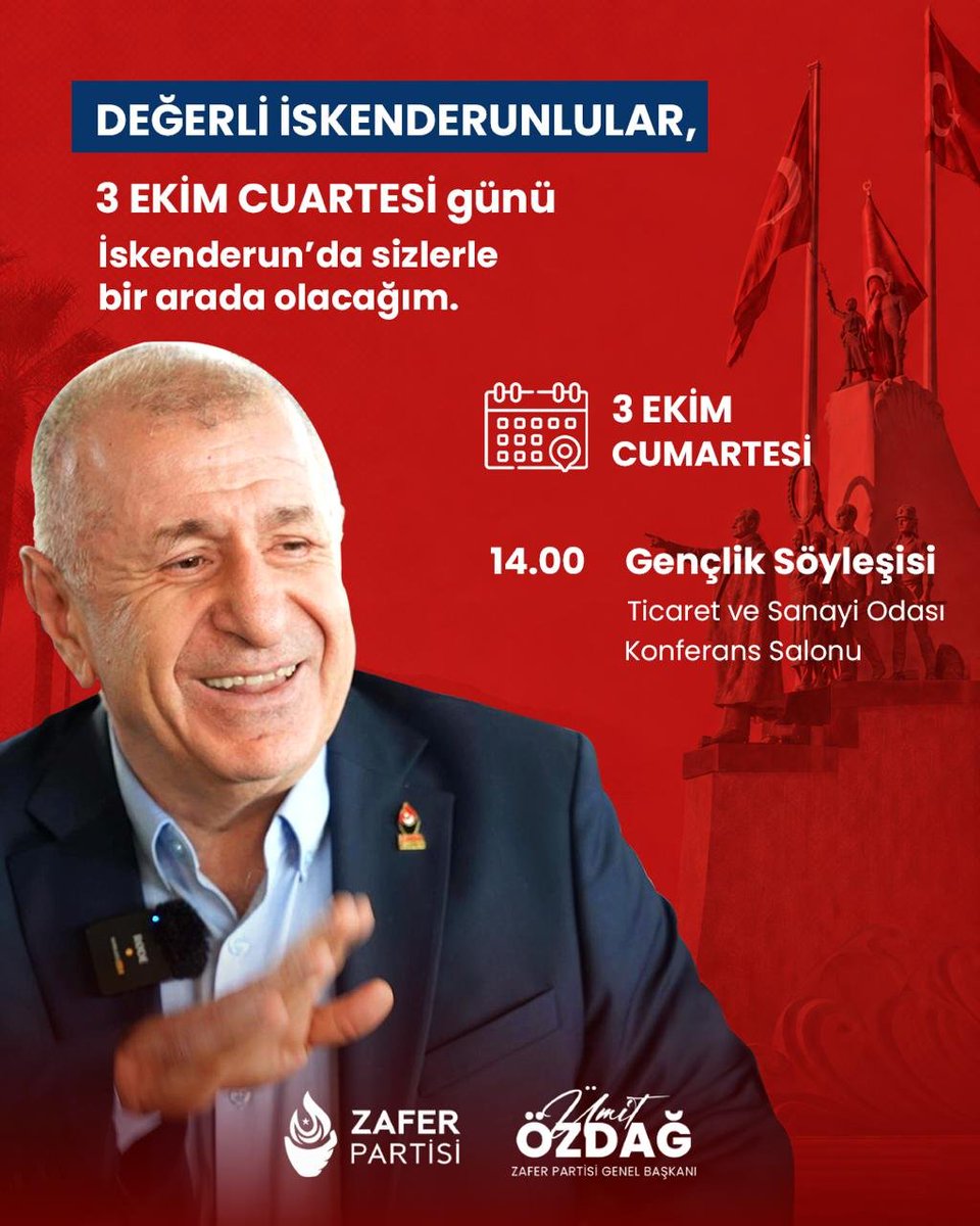 umitozdag's tweet photo. Kıymetli İskendurlular,
Yarın (03 Ekim Cumartesi) gün boyu sizlerle bir arada olacağım.

Özellikle sevgili gençlerimizi saat 14.00'te Ticaret ve Sanayi Odası'nda düzenlenecek olan Gençlik Söyleşisi'ne bekliyorum. https://t.co/Drh2FX4upQ