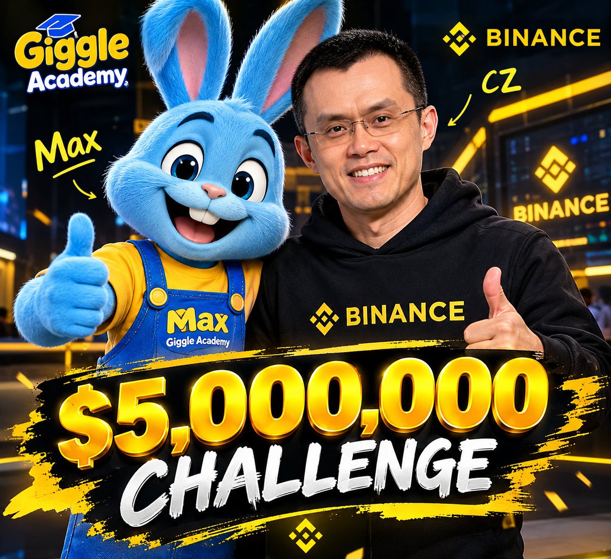 caveman_bnb's tweet photo. @cz_binance @Bilalbinsaqib CZ, we’re going to surpass $5 million in donations to Giggle this month—what do you think about the challenge? You mentioned that you donate this amount on average to the cause every year!
$MAX 🆒🐰 https://t.co/iQhRH4uurM