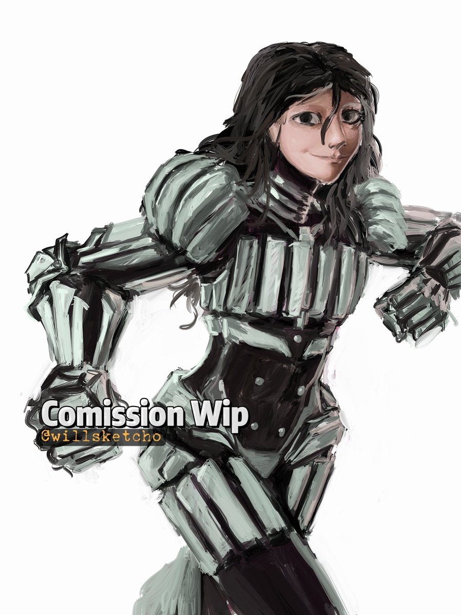 Willsketcho's tweet photo. *Cliente: 
"A personagem é um experimento, e tem um corpo meio robótico"

> Meu rabisco inicial (fail)❌

> Arte corrigida com a vibe que ele realmente queria ✅
#Comissionwip https://t.co/Qfd50YiZva