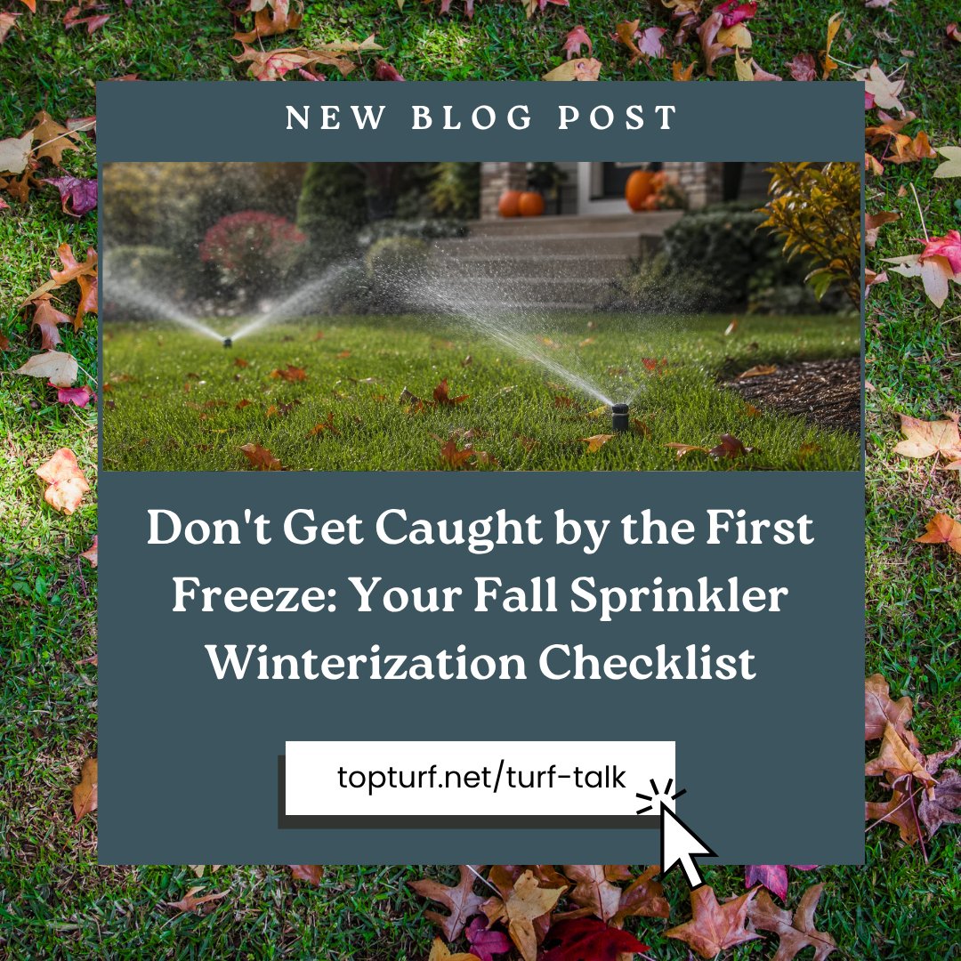 TopTurf's tweet photo. One hard freeze is all it takes to crack a sprinkler line. Here's your zone-by-zone checklist to winterize before it happens. ๐๐ง
#TurfTalk #FallLawnCare #SprinklerWinterization #TopTurf #SoutheastLawns #LawnCare https://t.co/Sw2nNZ0pIS