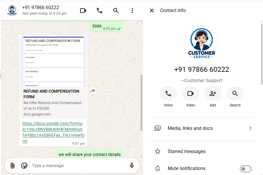 siddap926's tweet photo. @Paytm @flyspicejet @RamMNK @MoCA_GoI My SG162 flight was cancelled on 22 Aug and refund is still pending. Today I received a call from +91 97866 60222 claiming to be SpiceJet support and a Google Form requesting details. Please verify this number and investigate urgently. https://t.co/Bd0zufehrb