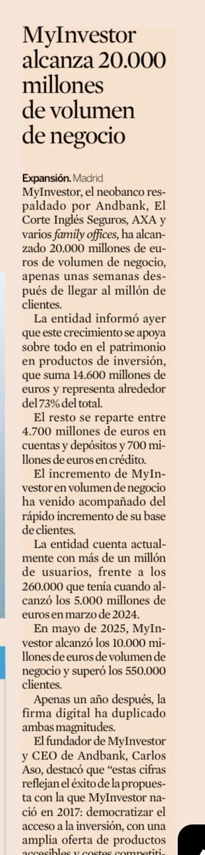 MyInvestorES's tweet photo. 📣Por si alguien no se había enterado todavía. Hoy, en @expansioncom, buenas noticias. 🤩 https://t.co/NDgwAdFjfW