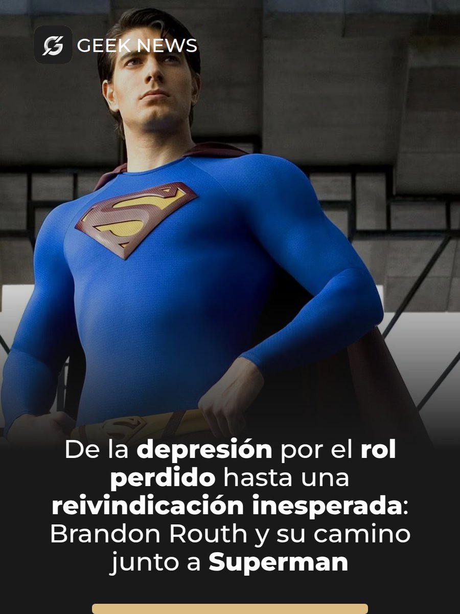 KevaBarelldlrk's tweet photo. Photo by Geek News on August 26, 2026. An image of Superman with text about Brandon Routh’s journey with Superman, from depression over the lost role to an unexpected comeback. https://t.co/u00l2c1an5