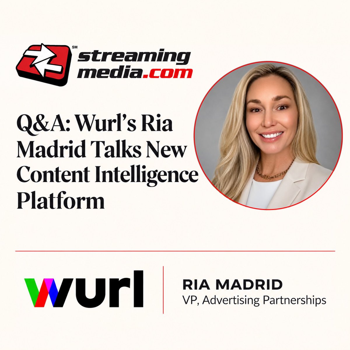 purpose_ww's tweet photo. Smarter CTV starts with context. @wurlctv's Ria Madrid talks to @streamingmedia  about Wurl’s new content intelligence platform and what’s next for programmatic CTV.

Read here: https://t.co/i6wCDo7KtE https://t.co/4tEJ6oJbJx