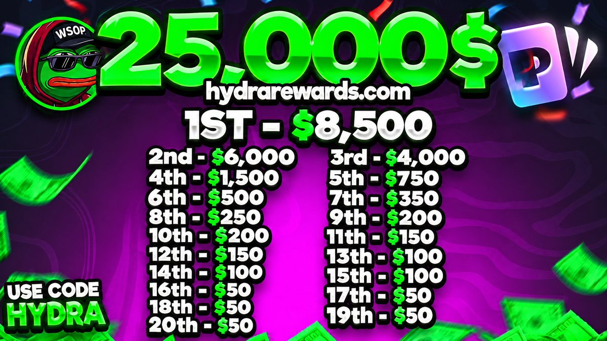 HydraOfficialCS's tweet photo. So happy to announce our NEW INSANE Packdraw LB

➡️💵$25 gw, ends in days. RT, like, tag a friend!

🎁$25,000 given away to the top 20 players. 🎁

💰Also 100% commission, back to you instantly.💰 https://t.co/flXhmCawYf