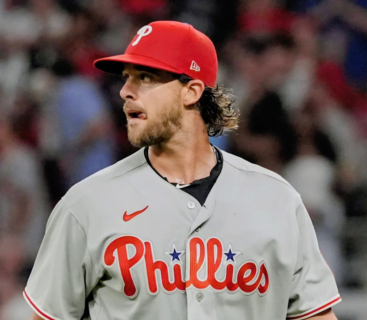 KsAndDingers's tweet photo. Aaron Nola lasted just 1.2 innings Thursday against Atlanta

3 ER
2 H
2 BB
1 K

The damage came on a 3 run homer by Michael Harris after Nola issued back to back walks.

Nola finishes 2026 with a 4.67 ERA and 1.35 WHIP, continuing a disappointing two year stretch. https://t.co/dOE25lMp1H