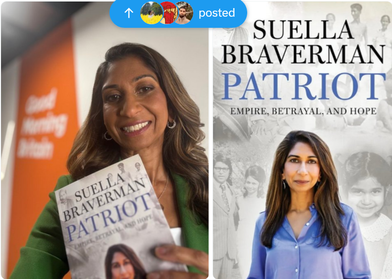 BladeoftheS's tweet photo. Has Suella Braverman had her face photoshopped whiter on her new book? https://t.co/IT1ZHLwfuu