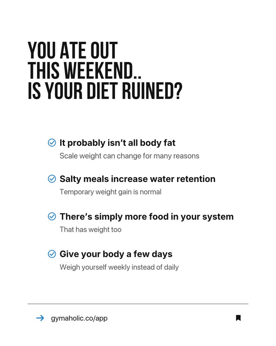 gymaholic's tweet photo. You ate out this weekend.. is your diet ruined?
Track your calories in the Gymaholic App 👉 https://t.co/J5oggWmCl5
#gymaholic #nutritiontips #calorietracker #caloriedeficit https://t.co/be5KL7fM7f