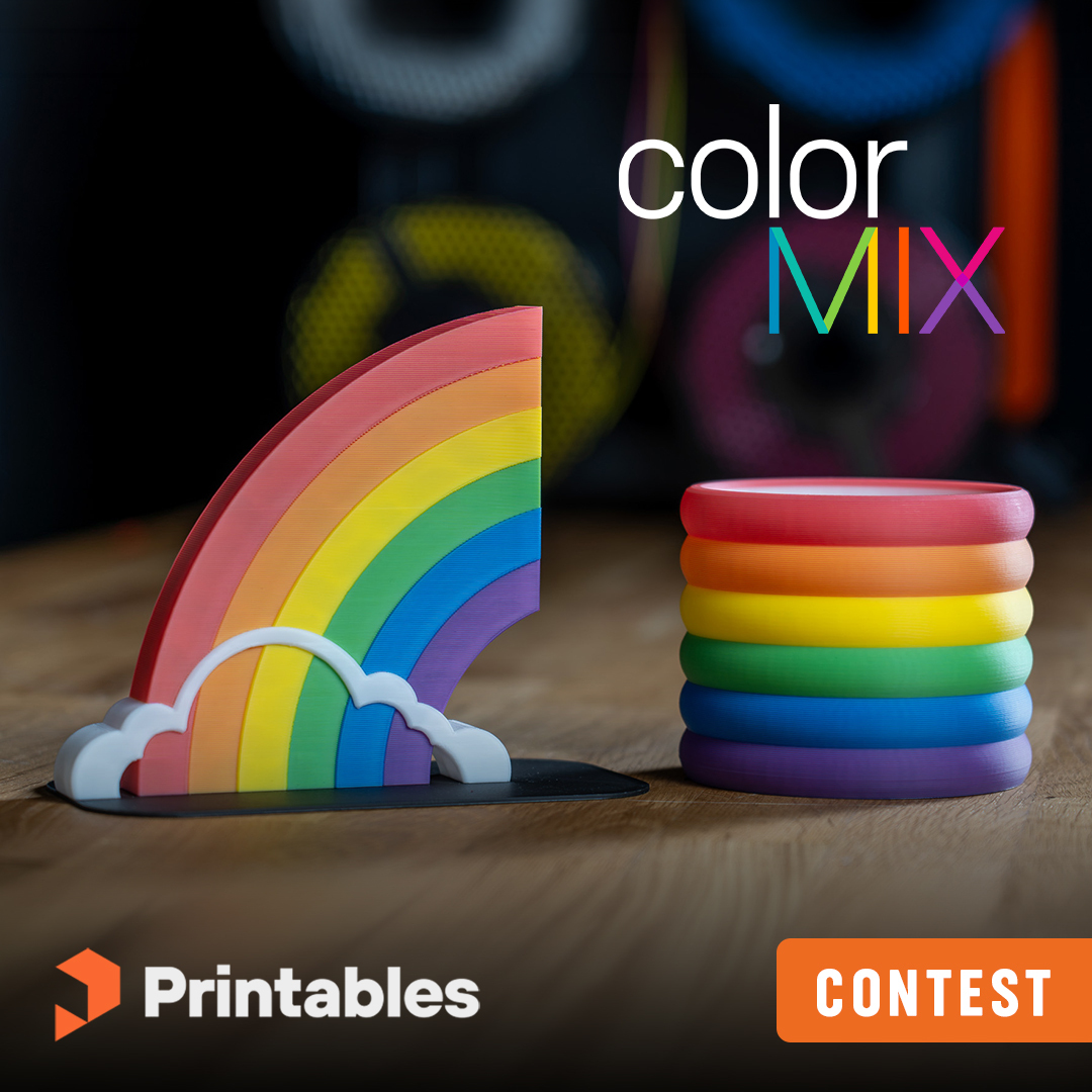 printablescom's tweet photo. To celebrate the recent launch of the Prusament PLA ColorMix bundle, our new flash contest is all about ColorMix Models! 🎨 Create a model where color mixing plays a key role for a multi-material setup to win Prusament PLA ColorMix Bundle! https://t.co/0zz7woktOE https://t.co/bK9RgRu5H7