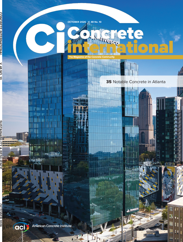 ConcreteACI's tweet photo. The October 2026 issue of Concrete International magazine is now available!🌟 Concrete International is the magazine of the concrete community, published monthly by ACI. *Free to ACI Members.

This issue of CI Includes:

• Free Preview Article: Notable Concrete in Atlanta;
• Linking service durability to resilience and sustainability through defined service life and lessons learned advocacy;
• Saline Water Concrete: Corrosion Protection Strategy for Production Plants;
• Environmental Product Declarations (EDPs) of Cement-Based Products: State of Practice and Path Forward – Technote (ACI PRC-130.1-25);
• Concrete Q&A: Sustainability and Resilience;
• Awards at the ACI Concrete Convention – Fall 2026; and more!

➡️ Download the Full Issue Here: https://t.co/0vfEO775fS