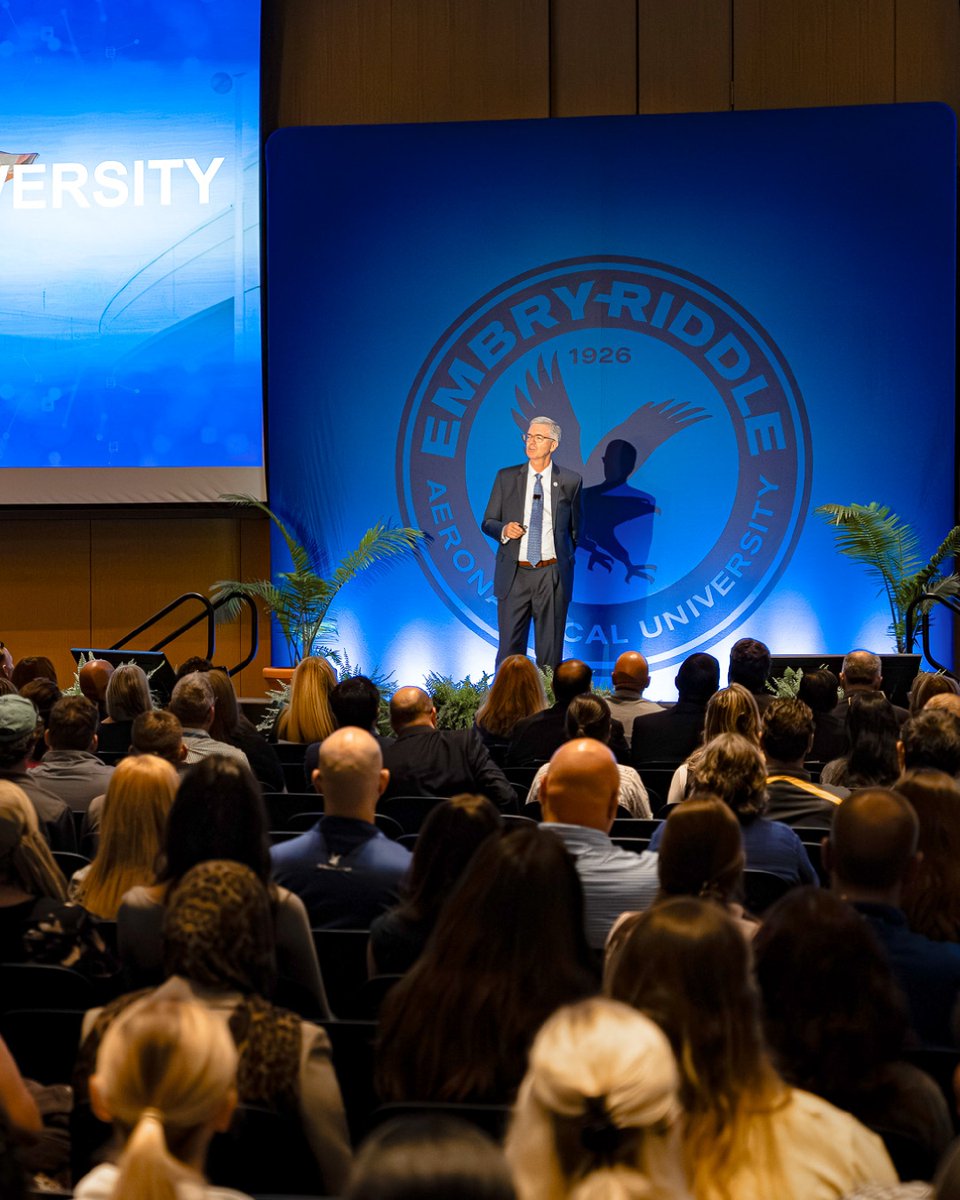 EmbryRiddle's tweet photo. Embry-Riddle President P. Barry Butler, Ph.D., chartered a course for our next century during the 2026 State of the University address. 

The comprehensive agenda secures our long-term success and cements our leadership in aerospace and aviation: https://t.co/tQ1wUosi22

#GoERAU https://t.co/irU2tfXNcL