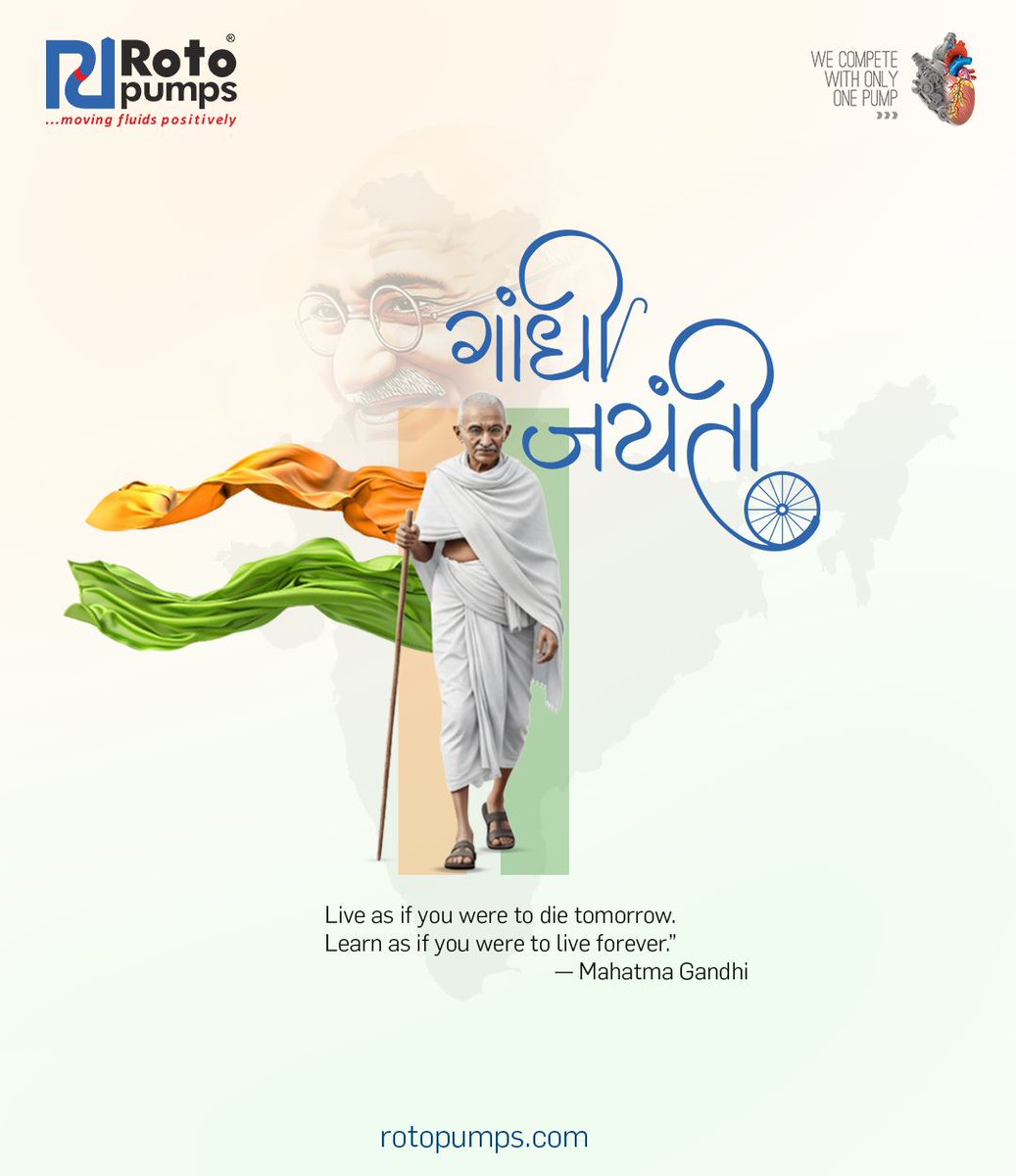 Rotopump's tweet photo. On Gandhi Jayanti, we remember #MahatmaGandhi Ji's timeless values of truth, simplicity, responsibility and service principles that continue to inspire meaningful progress.
HAPPY GANDHI JAYANTI!
https://t.co/FnncwbEzv8
#GandhiJayanti https://t.co/XH4ybEa8VG