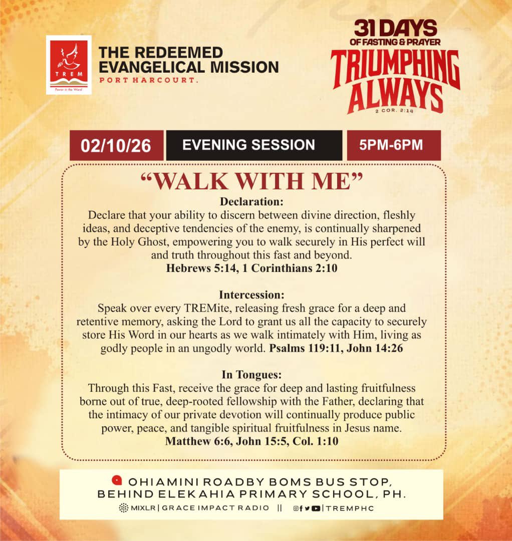 tremphc's tweet photo. The journey continues! Join us for the Evening Session of Day 2 of our 31 Days of Fasting &amp; Prayer as we continue in fervent prayers.

#thisishome #TREMPHC https://t.co/i7vc0aCmIQ