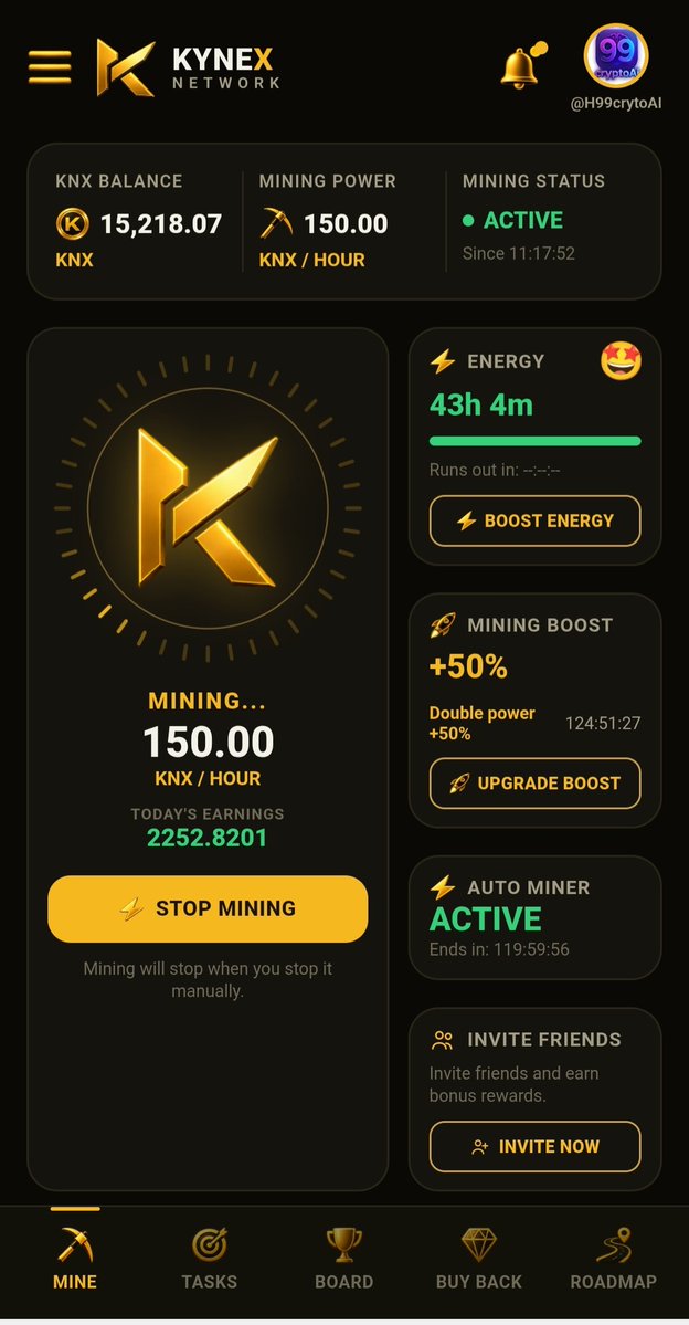 99cryptoAi's tweet photo. WE DON'T SLEEP, WE MINE! ⛏️💰

KNX BALANCE: 15,218.07 KNX 🔥
MINING POWER: 150 KNX/HOUR ⚡
STATUS: ACTIVE ✅
ENERGY: 43H 4M LEFT
BOOST: +50% ROCKET MODE 🚀
https://t.co/zipDxq4XwD

#KynexNetwork #KNX #CryptoMining #Airdrop #99cryptoAi https://t.co/uHhUzVBWxs