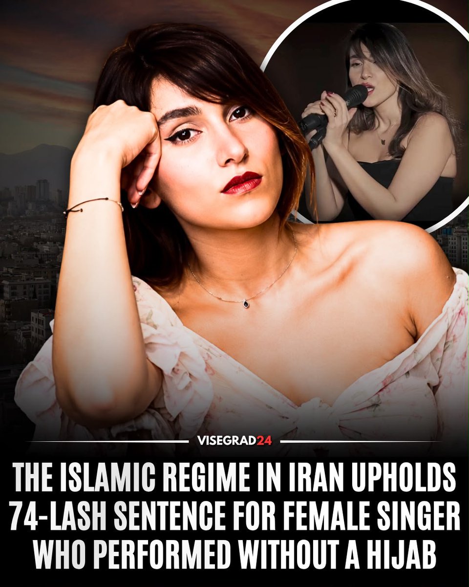 visegrad24's tweet photo. 29-year-old Iranian singer Parastoo Ahmadi will face 74 lashes after an appeals court upheld her sentence for performing and publishing an online concert without wearing the mandatory hijab.

Ahmadi was also sentenced to a two-year ban on artistic activities and a two-year ban on leaving Iran.

Ahmadi performed without a hijab and sang solo alongside male musicians before an empty venue.

Iranian authorities subsequently detained Ahmadi and members of her team and prosecuted them for “offending public decency” through the production and publication of content authorities described as “vulgar and immoral.”