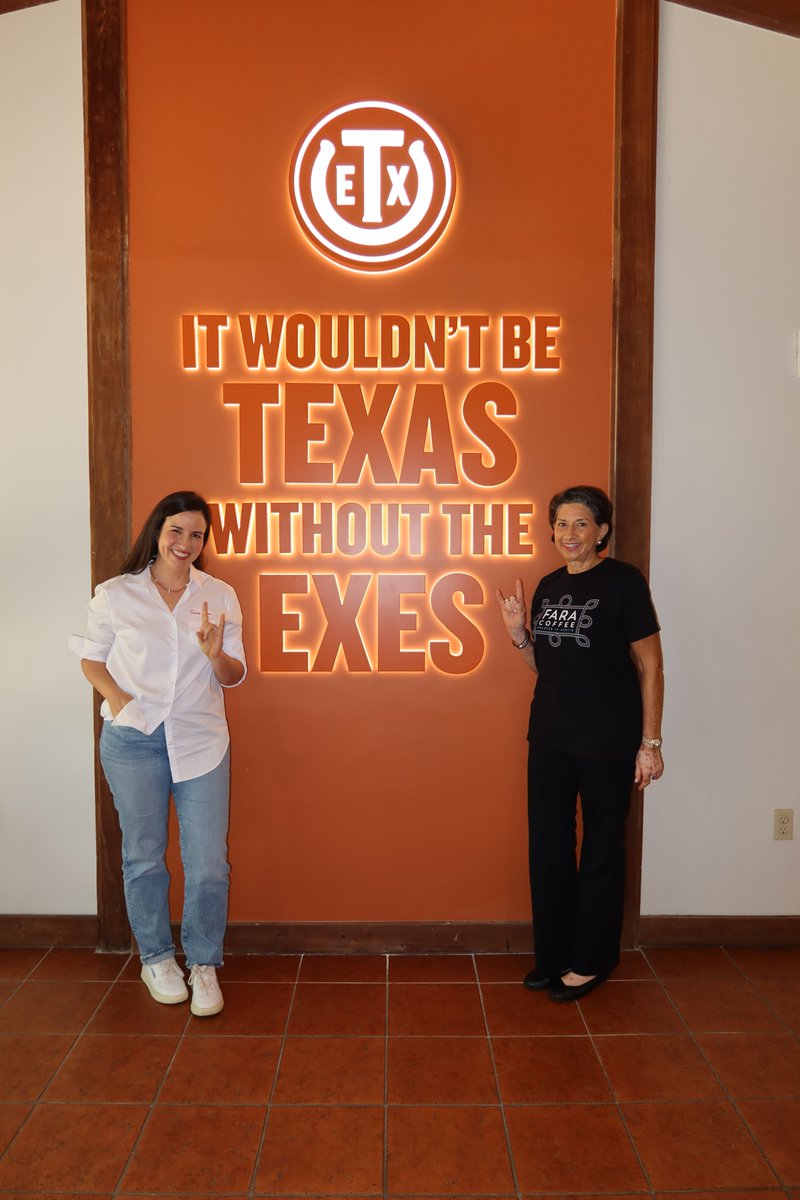 TexasExes's tweet photo. Maria Cisne Farahani, BA ’78, came to The University of Texas from Nicaragua, and her husband, Many Farahani, BS ’78, came from Iran. They met for the first time at Contessa West. Now, they own Fara Coffee. ☕️🤘

Listen on Hello Longhorn → https://t.co/EvPdxF1kyx https://t.co/bOffNp3DpT