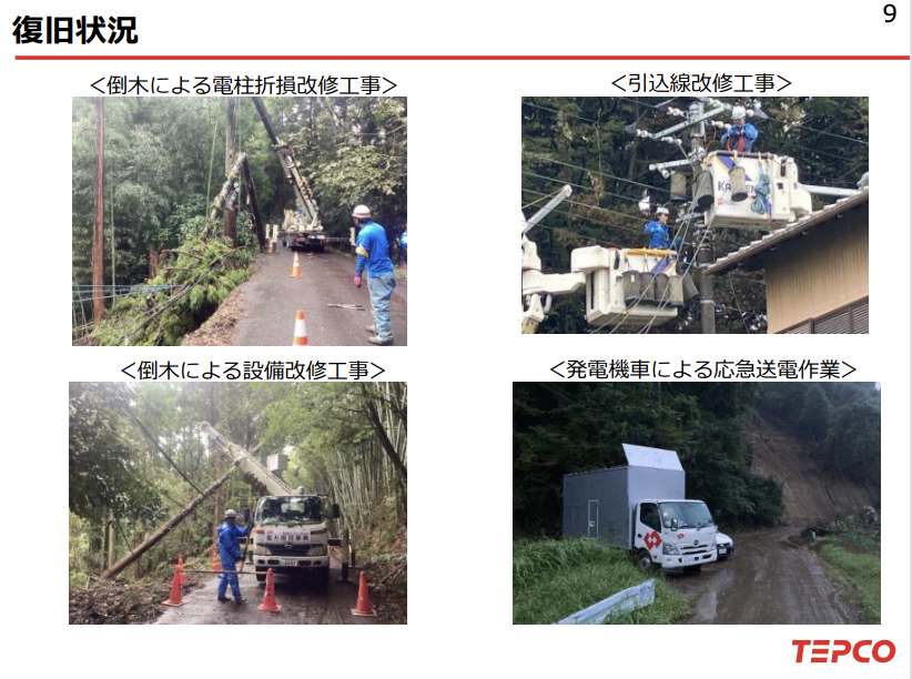 PapalotX's tweet photo. 東電社員だけじゃなく、半数近くを占める協力企業900名の現場職人たちが泥まみれで前線に立ってる事実、マジで胸に刻むべきなんですよね。
重機すら入れない山道で、まずは土砂を退かし、斜面を補強しながら作業を進めるという「土木×電力」の複合突貫工事が行われています。
本線が直るまでの繋ぎとして、悪路に電源車をねじ込んで応急送電を実施する現場の泥臭い判断が光っているんですよね。
地方の土建・電気工事会社の熟練職人たちが、総数53台の電源車とともに前線へ駆けつけているからこそ成立している復旧体制なわけです。