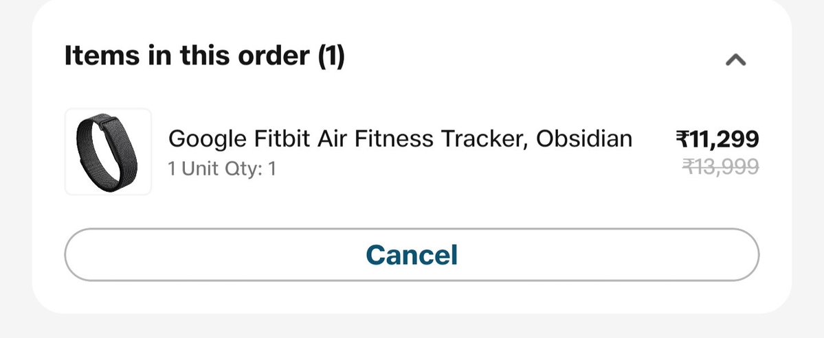 amadcap26's tweet photo. Ordered the google fitbit Air from JioMart at 11,299 whereas #flipkart shows price at 13,226. 
#fitbitair 
#jiomart 
@GoogleIndia https://t.co/cO3sR5WyeR
