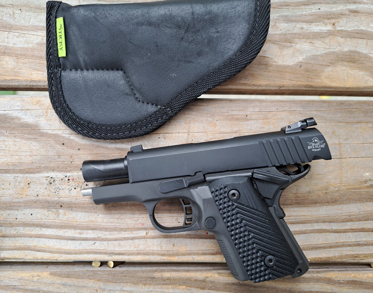 AJ476239's tweet photo. Failures to feed, go into battery, and bullet nose dives. It only ran 2 out of 10 full mags without failures. This is after I replaced the factory guide rod and spring, that broke at 30 rounds. #RockIslandArmory #bbr310 #fail #pistol #ccw #failure #45acp #2a #shooting #outdoors https://t.co/qU0Fr0WHE0