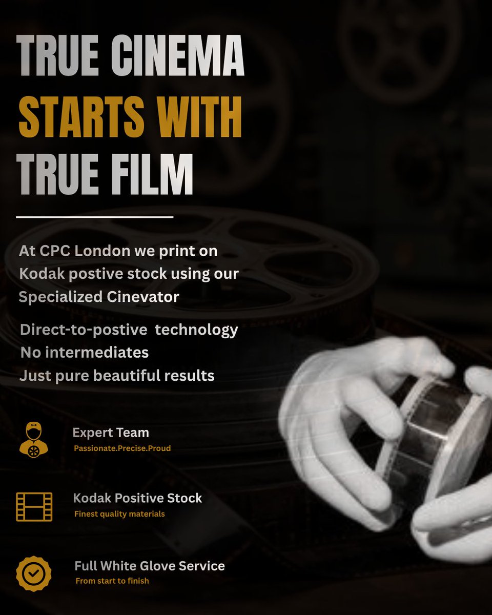 CPCLdn's tweet photo. At CPC London, we bring your digital vision to life on
real 35mm film using our specialized Cinevator
direct-to-positive technology and fresh Kodak positive

🎬 The UK’s #1 Film Print Lab
🎞️ Specialized Cinevator DTP Lab
🇬🇧 Based in London, working worldwide https://t.co/EWUZ6BCQfC