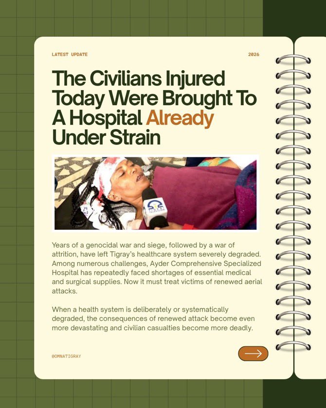 NoPartialRights's tweet photo. 🚨 Tigray Stands on the Brink Again: The World Must Act Before Another Humanitarian Catastrophe Unfolds: 

The renewed fighting in Tigray must be treated as an urgent international warning, not simply another Ethiopian political or military dispute. The region is again facing armed confrontation between federal and Tigrayan forces, while tensions between Ethiopia and Eritrea have sharply deteriorated. 

Eritrea has announced that it is severing diplomatic relations with Ethiopia after Addis Ababa expelled Eritrean diplomats, while both sides have exchanged serious accusations. The African Union has urged restraint and peaceful dialogue. 

The international community must act now because Tigrayans have already endured one of the most devastating conflicts of the 21st century. From November 2020 to November 2022, estimates of deaths associated with the war range from approximately 300,000 to more than 800,000, with some estimates placing the toll at around 500,000 or more. The deaths resulted not only from direct fighting and massacres but also from famine, disease and the collapse of healthcare.

The suffering was not limited to battlefield deaths. @UN investigators and international human-rights organizations documented serious violations of international humanitarian and human-rights law by multiple parties to the conflict, including extrajudicial killings, torture, rape and other forms of sexual violence, arbitrary detention, forced displacement, looting and attacks against civilians. 

Investigators found reasonable grounds to believe that Ethiopian federal forces and allied forces committed crimes against humanity in Tigray and documented the deprivation of necessities essential for civilian survival. Eritrean forces were also accused of grave abuses, including mass killings of civilians and widespread sexual violence. 

Tigrayan forces likewise committed serious violations in areas they controlled, including killings and sexual violence against civilians. The evidence demonstrates that civilians paid an extraordinary price regardless of which armed force controlled their communities. For survivors, the consequences continue through physical injuries, psychological trauma, displacement, destroyed homes and livelihoods, and the loss of family members.

Hunger became another devastating feature of the conflict. Humanitarian organizations and UN officials repeatedly warned that millions of people in Tigray required emergency food assistance, while hundreds of thousands faced famine-like conditions. Restrictions on humanitarian access, the destruction of agricultural livelihoods, disruption of markets and transportation, and the collapse of health services compounded the crisis. 

UN investigators reported that starvation and the denial of essential services contributed to large numbers of deaths. Hospitals and health facilities were damaged, looted or deprived of medicines and equipment, leaving patients without lifesaving treatment. Children were particularly vulnerable, facing malnutrition, displacement, interruption of education and separation from their families. The scale of the humanitarian disaster makes clear that the consequences of war extended far beyond the battlefield.

The Pretoria Agreement of November 2022 ended the large-scale fighting, but it did not erase the consequences of the war or resolve every underlying dispute. Large numbers of people remained displaced, particularly from contested areas of Western Tigray, while questions surrounding accountability for alleged war crimes and crimes against humanity remained unresolved. 

Survivors of sexual violence and other atrocities continue to seek justice, recognition and support. The absence of comprehensive accountability has also left communities vulnerable to renewed fear and insecurity.

Continued below: 

⬇️