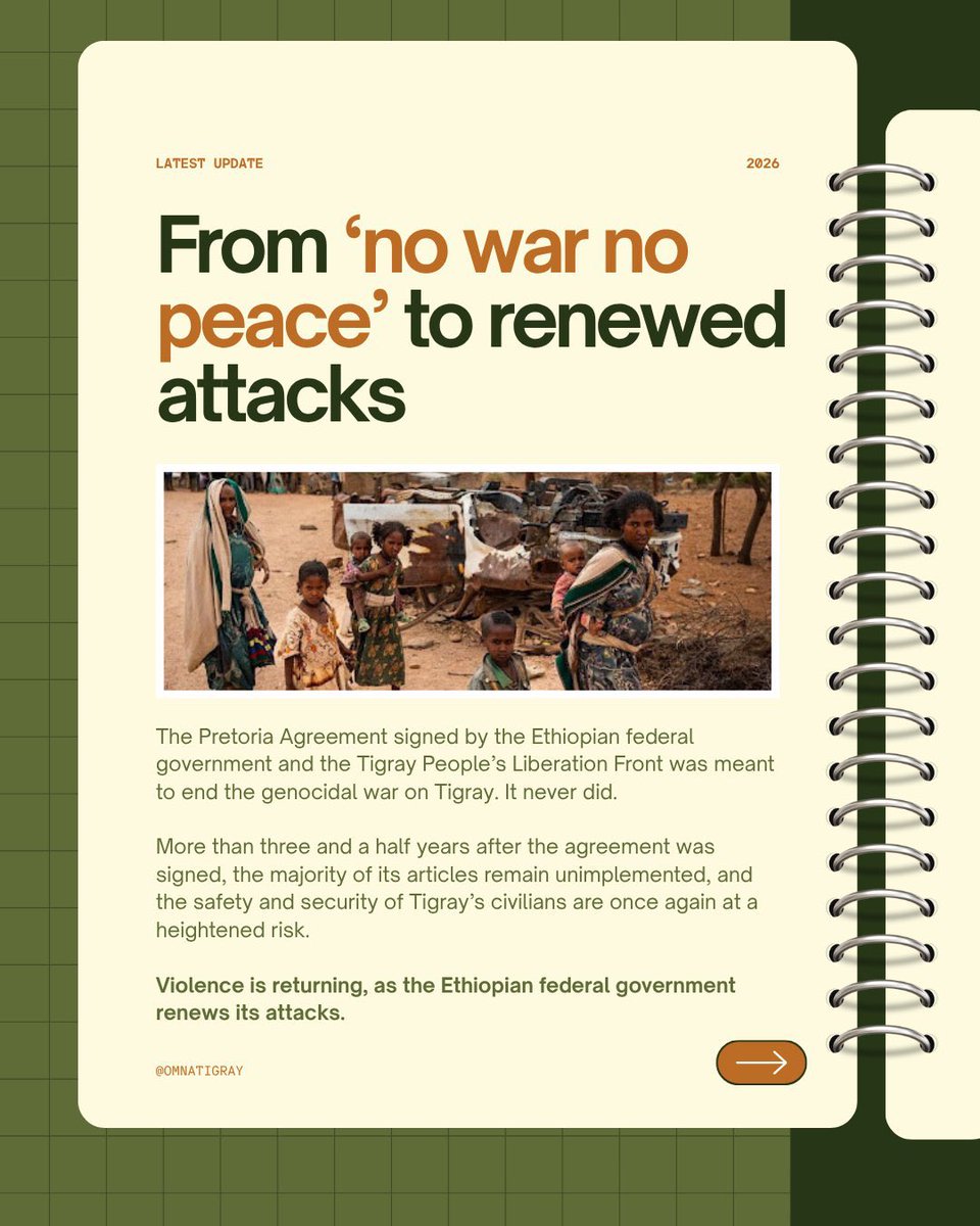 NoPartialRights's tweet photo. 🚨 Tigray Stands on the Brink Again: The World Must Act Before Another Humanitarian Catastrophe Unfolds: 

The renewed fighting in Tigray must be treated as an urgent international warning, not simply another Ethiopian political or military dispute. The region is again facing armed confrontation between federal and Tigrayan forces, while tensions between Ethiopia and Eritrea have sharply deteriorated. 

Eritrea has announced that it is severing diplomatic relations with Ethiopia after Addis Ababa expelled Eritrean diplomats, while both sides have exchanged serious accusations. The African Union has urged restraint and peaceful dialogue. 

The international community must act now because Tigrayans have already endured one of the most devastating conflicts of the 21st century. From November 2020 to November 2022, estimates of deaths associated with the war range from approximately 300,000 to more than 800,000, with some estimates placing the toll at around 500,000 or more. The deaths resulted not only from direct fighting and massacres but also from famine, disease and the collapse of healthcare.

The suffering was not limited to battlefield deaths. @UN investigators and international human-rights organizations documented serious violations of international humanitarian and human-rights law by multiple parties to the conflict, including extrajudicial killings, torture, rape and other forms of sexual violence, arbitrary detention, forced displacement, looting and attacks against civilians. 

Investigators found reasonable grounds to believe that Ethiopian federal forces and allied forces committed crimes against humanity in Tigray and documented the deprivation of necessities essential for civilian survival. Eritrean forces were also accused of grave abuses, including mass killings of civilians and widespread sexual violence. 

Tigrayan forces likewise committed serious violations in areas they controlled, including killings and sexual violence against civilians. The evidence demonstrates that civilians paid an extraordinary price regardless of which armed force controlled their communities. For survivors, the consequences continue through physical injuries, psychological trauma, displacement, destroyed homes and livelihoods, and the loss of family members.

Hunger became another devastating feature of the conflict. Humanitarian organizations and UN officials repeatedly warned that millions of people in Tigray required emergency food assistance, while hundreds of thousands faced famine-like conditions. Restrictions on humanitarian access, the destruction of agricultural livelihoods, disruption of markets and transportation, and the collapse of health services compounded the crisis. 

UN investigators reported that starvation and the denial of essential services contributed to large numbers of deaths. Hospitals and health facilities were damaged, looted or deprived of medicines and equipment, leaving patients without lifesaving treatment. Children were particularly vulnerable, facing malnutrition, displacement, interruption of education and separation from their families. The scale of the humanitarian disaster makes clear that the consequences of war extended far beyond the battlefield.

The Pretoria Agreement of November 2022 ended the large-scale fighting, but it did not erase the consequences of the war or resolve every underlying dispute. Large numbers of people remained displaced, particularly from contested areas of Western Tigray, while questions surrounding accountability for alleged war crimes and crimes against humanity remained unresolved. 

Survivors of sexual violence and other atrocities continue to seek justice, recognition and support. The absence of comprehensive accountability has also left communities vulnerable to renewed fear and insecurity.

Continued below: 

⬇️