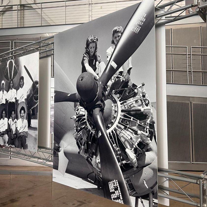 futureofflight's tweet photo. In 1943, Seattle designer Muriel King created Flying Fortress Fashions for women entering the wartime workforce in manufacturing and industrial environments. See the fashion in the, “We Can Do It: The Legacy of Rosie the Riveter” exhibit. #BoeingFutureOfFlight

https://t.co/hxHxW7VmsJ