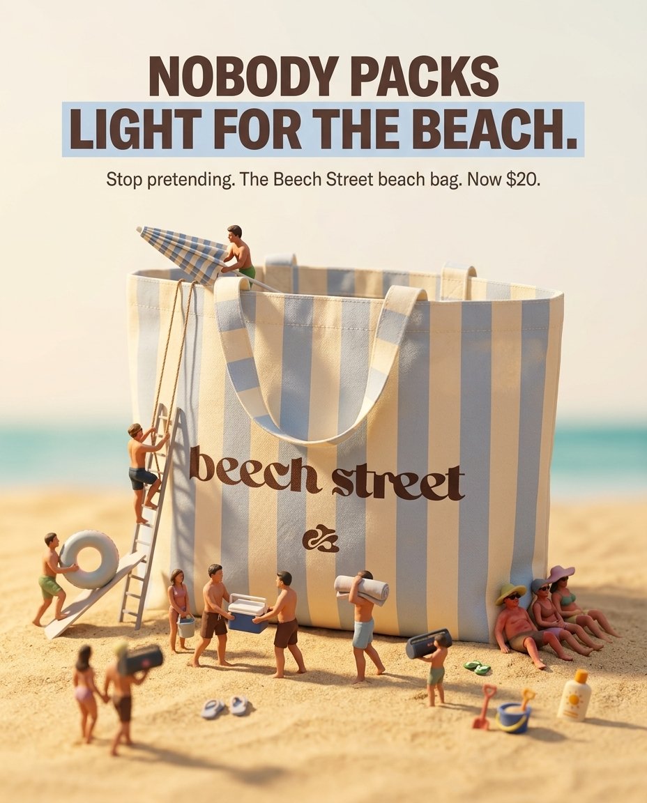 Salarmy_Studio's tweet photo. A little beach-ready upgrade 🌊👜

Designed for Beech Street Swim.
 #Ecommerce #DesignerFinds https://t.co/KTKg2fa8iu