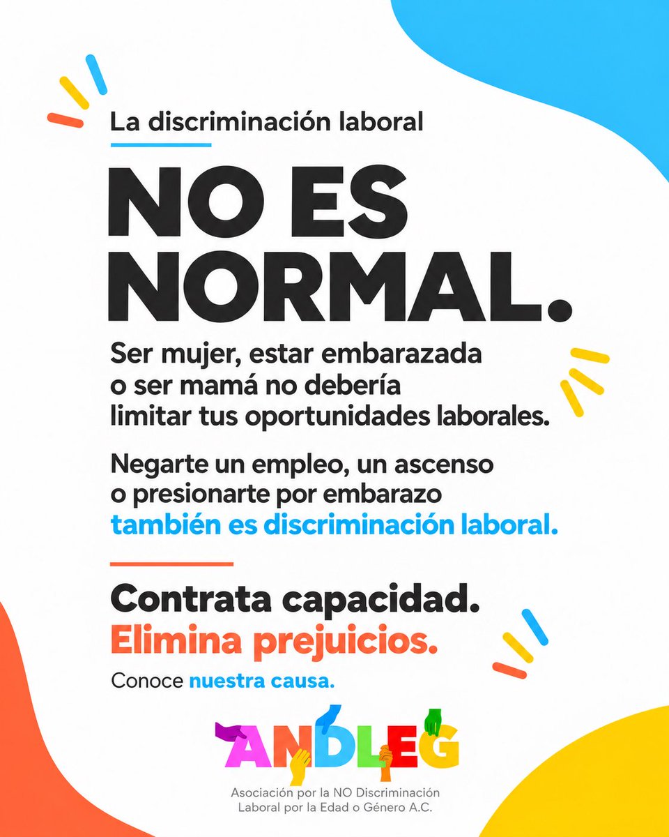 ANDLEG1's tweet photo. El embarazo o la maternidad no deberían limitar las oportunidades laborales.

Las capacidades y competencias deben pesar más que los prejuicios.

💬 ¿Has presenciado una situación de este tipo?

#DiscriminaciónLaboral #InclusiónLaboral #ANDLEG https://t.co/1zf6MgQn2U