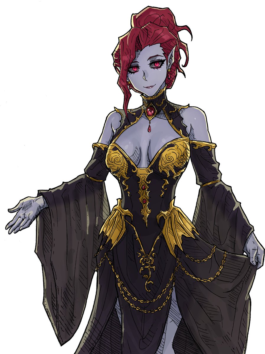 moonberry_maple's tweet photo. art artwork i just finished courtesy of one of my patrons, Bread, who commissioned me. he sent specific dresses he liked and i was able to work with him using his ref and descriptions to piece her together.  #vampire #anime #art #dnd #curseofstrahd #undead #moonberry https://t.co/7J8ly7i7tH