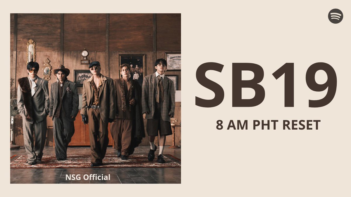 _OfficialNSG_'s tweet photo. [STREAMING RESET]

Good morning, A'TIN! Reset na! Huwag nating kalimutan mag-stream!😉

1. Go to the Spotify App and search for SB19.
2. Play the Top 10 Popular Songs!
3. Choose your NSG Playlist.
🔗: https://t.co/PGdURherx7
4. NSG Streaming
🔗: https://t.co/62FEPcjTpI

5. Share SB19 music on all platforms.

@SB19Official #SB19