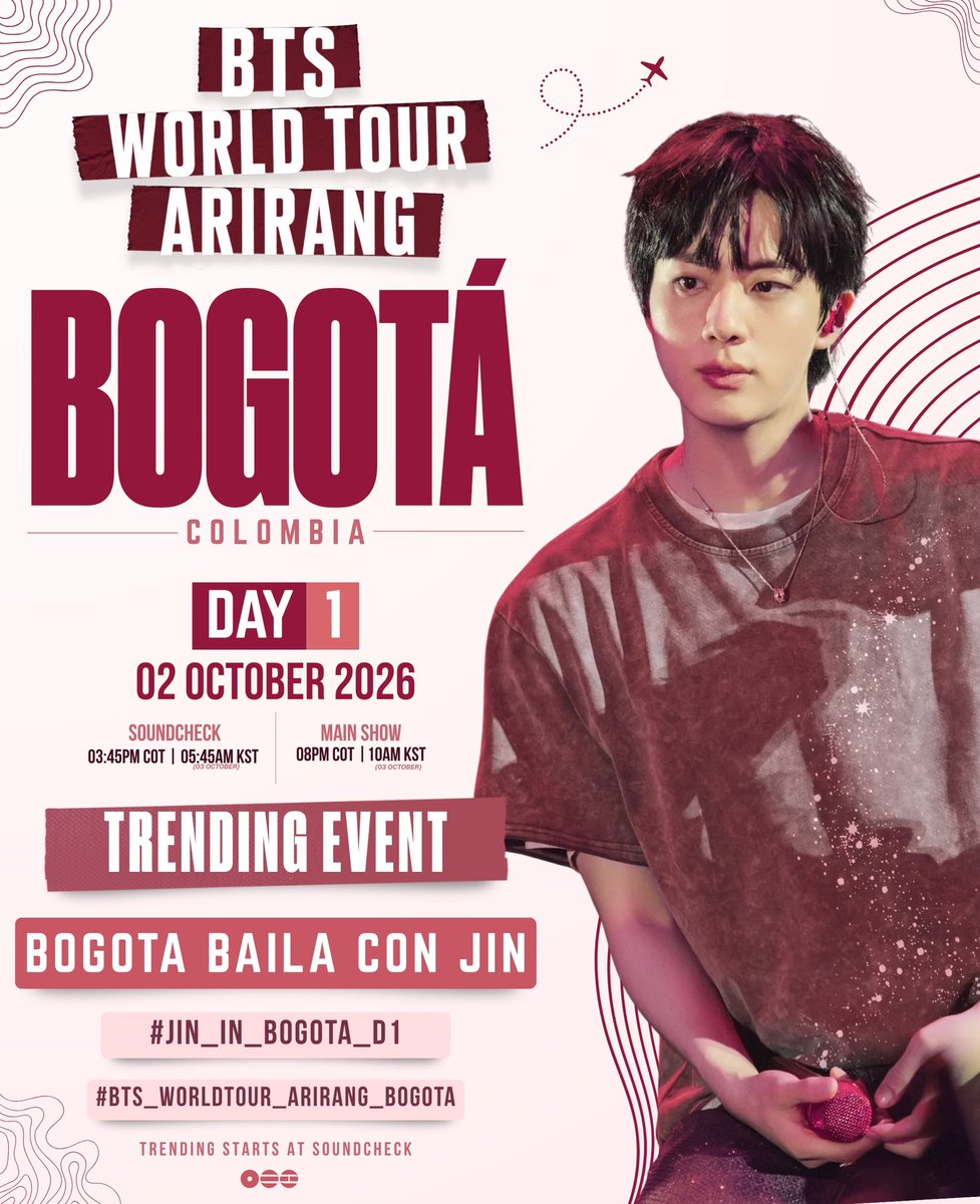 jinniesarchives's tweet photo. IF YOU SEE THIS, RT &amp; REPLY:

BOGOTA BAILA CON JIN
#JIN_IN_BOGOTA_D1
#BTS_WORLDTOUR_ARIRANG_BOGOTA https://t.co/dmmBAfNBls