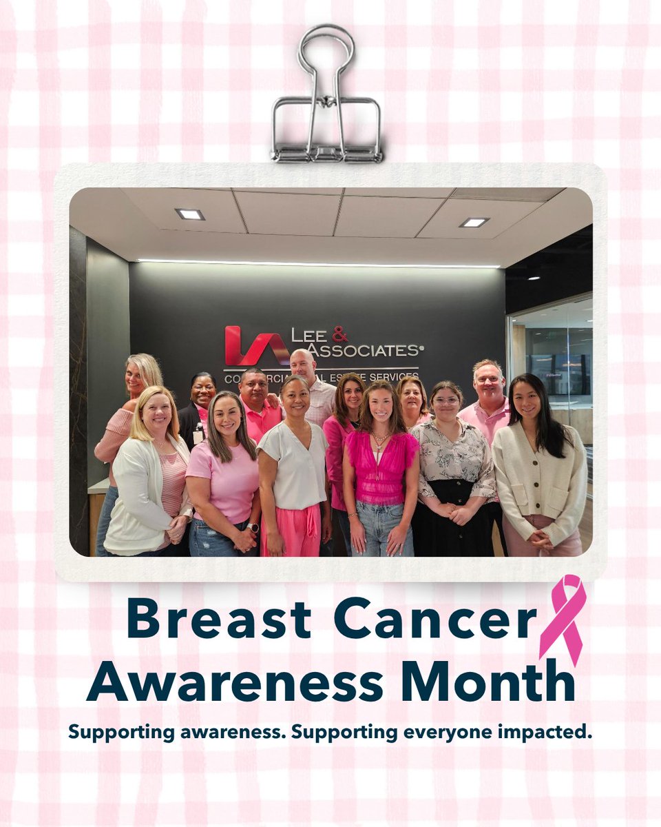 LeeAssociateHOU's tweet photo. Throughout October, Lee &amp; Associates Houston is wearing pink every Friday in recognition of Breast Cancer Awareness Month. 🎀

Here’s to a month of awareness, support, and a little extra pink around the office. 💗

#BreastCancerAwarenessMonth #LeeAssociatesHouston #LeeAssociates https://t.co/4EbdX8Vrwh