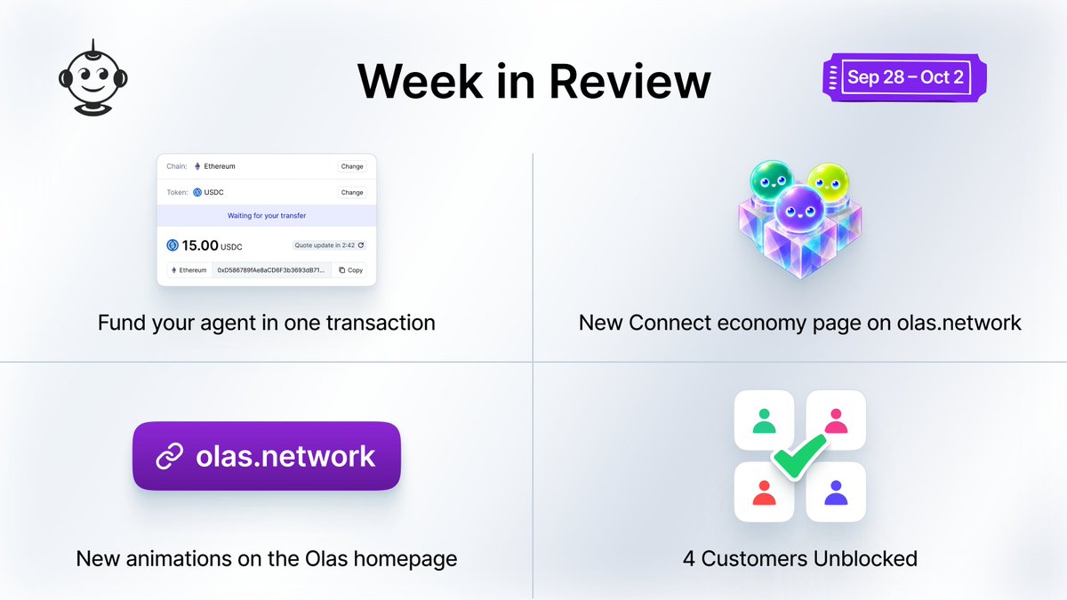 autonolas's tweet photo. This week in Pearl — what's new:

→ Fund your agent on the chain with the token you already hold: send it to one deposit address, and Pearl is designed to handle the bridging, swaps, and gas calculations for you https://t.co/sVIXxW9VCM

→ Over on the Olas website: a new agent economy page for Pearl Connect (https://t.co/1WzQNvQnfS) and a refreshed homepage with new animations

→ 4 users unblocked by Pearl Success Agent, thanks to fixes for fund recovery, Optimus funding alerts, and Polystrat restart issues

Get your own AI agent → https://t.co/1c9SEk85VR