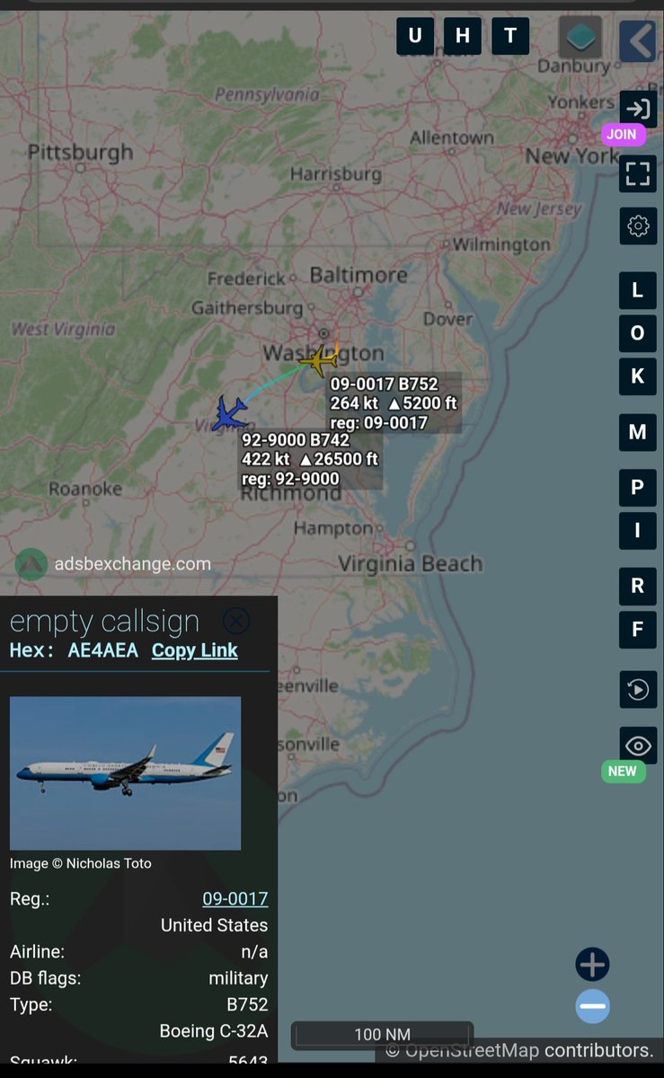 Borrowed7Time's tweet photo. USAF VIP movement out of JB Andrews as POTUS travels to Mobile AL:

VC-25A 92-9000 #ADFDF9 as AF1 

C-32A 09-0017 #AE4AEA as SAM47 (backup)
@sipjack1776 @toystark6886 @LadyAstroJet https://t.co/LUatkv6GoG