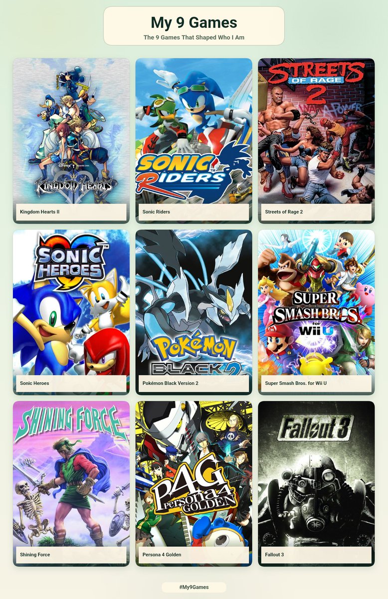 YoitsRxger's tweet photo. Saw someone else do this similarly but here's my hole and my top 9 favorite video games of all-time (they're all peak 10/10 games and you should play them at least once in your life). https://t.co/JeZhEkmN8B