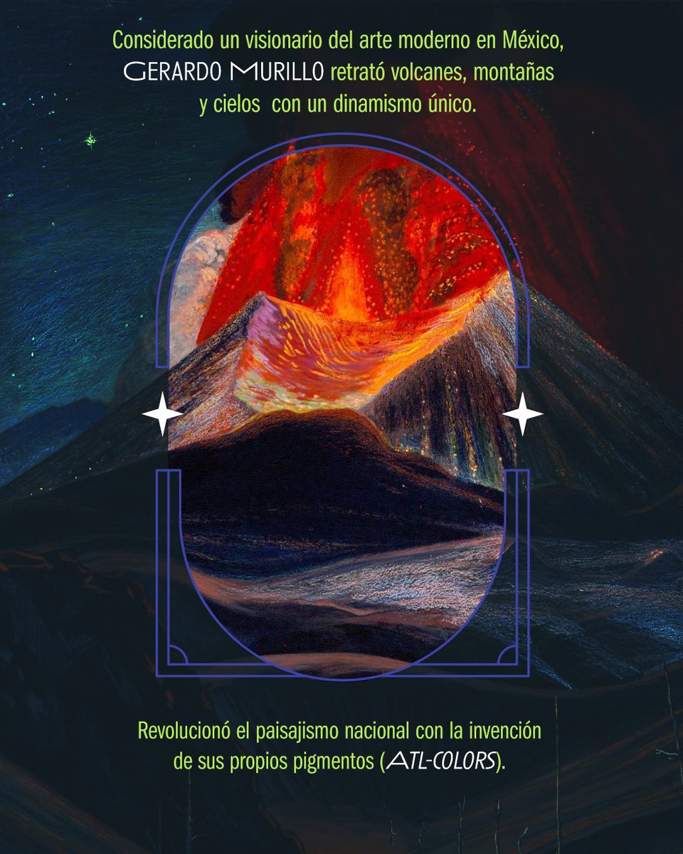 Canal22's tweet photo. Gerardo Murillo Cornadó, conocido como Dr. Atl, encontró en la naturaleza una de sus principales fuentes de inspiración.🎨

Montañas, volcanes, cielos y horizontes cobraron vida en su obra, convirtiendo al paisaje mexicano en protagonista. Su constante experimentación con materiales y técnicas marcó una importante huella en el arte mexicano.

A más de 150 años de su nacimiento, su obra nos invita a mirar el territorio mexicano desde una nueva perspectiva y reconocer en él la fuerza, belleza e identidad de México. 🌋🏞️